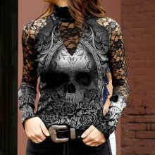 Laden Sie das Bild in den Galerie-Viewer, Bedrucktes T-Shirt mit Totenkopfmuster