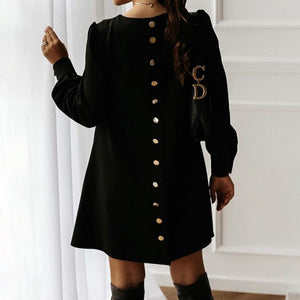 Kleid mit Rundhalsausschnitt und Metallschnalle