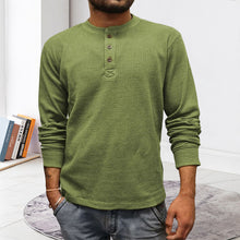 Laden Sie das Bild in den Galerie-Viewer, Einfarbiges T-Shirt Unterhemd Langarmpolo