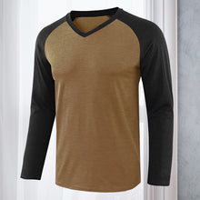 Laden Sie das Bild in den Galerie-Viewer, Langärmliges Fitness-T-Shirt mit V-Ausschnitt und Farbkontrast