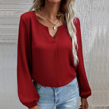 Laden Sie das Bild in den Galerie-Viewer, Einfarbiges Langärmliges Chiffonhemd