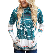 Laden Sie das Bild in den Galerie-Viewer, Lässiger Langärmeliger Kapuzenpullover mit Weihnachtsdruck für Damen