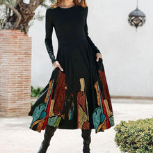 Laden Sie das Bild in den Galerie-Viewer, Langärmliges Bedrucktes Kleid