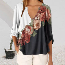 Laden Sie das Bild in den Galerie-Viewer, Bedrucktes Chiffonhemd mit V-Ausschnitt