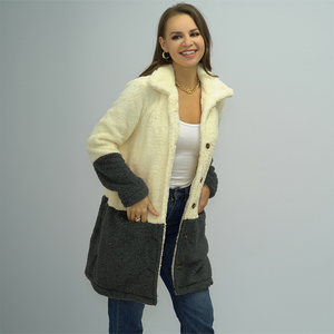 Doppelseitige Fleece-Oversized-Slip-Pocket-Jacke