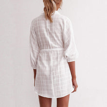 Laden Sie das Bild in den Galerie-Viewer, Einreihiges Gepumptes Strandkleid mit Revers