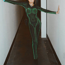 Laden Sie das Bild in den Galerie-Viewer, Bedrucktes Schmales Kleid mit Rundhalsausschnitt