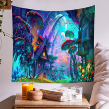 Laden Sie das Bild in den Galerie-Viewer, Psychedelische Waldpilz Wandteppich Kunstdekorationsdecke