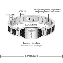 Laden Sie das Bild in den Galerie-Viewer, Kohlefaser-Magnet-Titan-Stahl-Armband