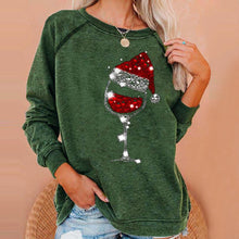 Laden Sie das Bild in den Galerie-Viewer, Weihnachts-Sweatshirt mit Weinglas-Print