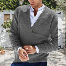 Laden Sie das Bild in den Galerie-Viewer, Herren einfarbiger Pullover mit V-Ausschnitt