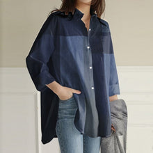 Laden Sie das Bild in den Galerie-Viewer, Karierte Unregelmäßige Bluse mit langen Ärmeln