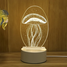 Laden Sie das Bild in den Galerie-Viewer, 3D Nachtlicht USB-Stecker dimmbare LED-Schlafzimmer-Nachttischlampe