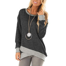 Laden Sie das Bild in den Galerie-Viewer, Unregelmäßiges Langärmliges T-Shirt mit Rundhalsausschnitt