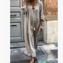 Laden Sie das Bild in den Galerie-Viewer, Elegantes langes Kleid mit V-Ausschnitt