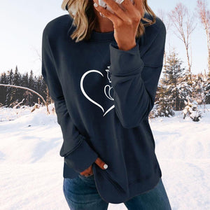 Langarm-Sweatshirt mit Rundhalsausschnitt und Herzdruck