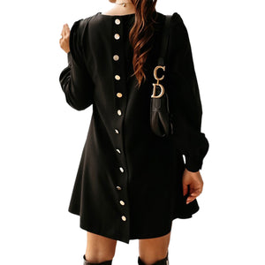 Kleid mit Rundhalsausschnitt und Metallschnalle
