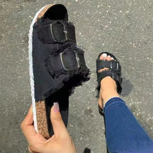 Laden Sie das Bild in den Galerie-Viewer, Sommerliche Einfarbige Sandalen Mit Schnalle