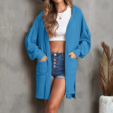 Laden Sie das Bild in den Galerie-Viewer, Herbst Einfarbige Langarm-Strickjacke für Damen