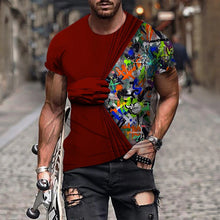 Laden Sie das Bild in den Galerie-Viewer, Herren-T-Shirt mit 3D-Druck und Rundhalsausschnitt