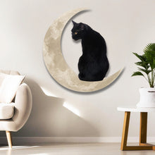 Laden Sie das Bild in den Galerie-Viewer, Mond- und schwarzen Katze- Ornament aus Metall