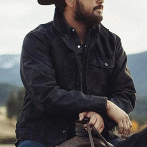 Einreihige Jeansjacke aus Baumwolle