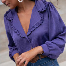 Laden Sie das Bild in den Galerie-Viewer, Gekräuselte Revers-Bluse