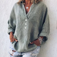 Laden Sie das Bild in den Galerie-Viewer, Lockere Bluse aus Baumwoll-Leinen