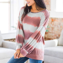 Laden Sie das Bild in den Galerie-Viewer, Lockeres Langarm-T-Shirt mit Rundhalsausschnitt