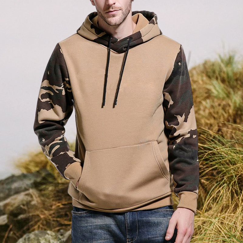Lässiger Kapuzenpullover mit Camouflage-Farbblock