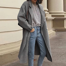 Laden Sie das Bild in den Galerie-Viewer, Langer Lässiger Mantel mit Revers für Damen