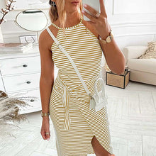 Laden Sie das Bild in den Galerie-Viewer, Sexy Gestreiftes Ärmelloses Damenkleid mit Schnürung