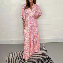 Laden Sie das Bild in den Galerie-Viewer, Geometrischer Multidruck V-Ausschnitt Kimono Jumpsuits