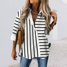 Laden Sie das Bild in den Galerie-Viewer, Lässige Einfache Gestreifte Bluse