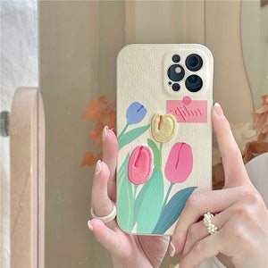 Niedliche Blumen-iPhone-Hülle mit Telefon-Lanyard