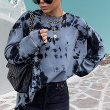 Laden Sie das Bild in den Galerie-Viewer, Loses Sweatshirt mit rundem Halsausschnitt für Damen im Tie-Dye-Stil