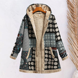 Kapuzen-Sweatshirt-Mantel aus Baumwolle und Fleece