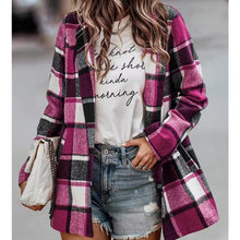 Laden Sie das Bild in den Galerie-Viewer, Karierte Wolljacke mit langen Ärmeln und Taschen