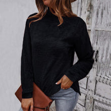 Laden Sie das Bild in den Galerie-Viewer, Einfarbiger Langärmliger Plüsch-Rollkragenpullover für Damen
