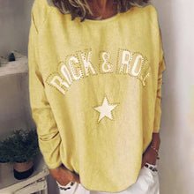 Laden Sie das Bild in den Galerie-Viewer, Damen-Sweatshirt mit Sterndruck und Rundhalsausschnitt