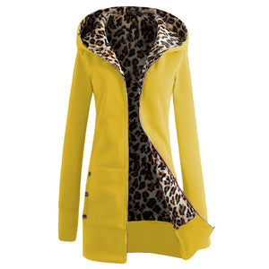 Plüsch-Sweatshirt mit Leopardenprint und Reißverschluss