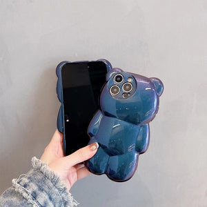 iPhone niedliche 3D-Glitzer-Schutzhülle mit Bärenmuster