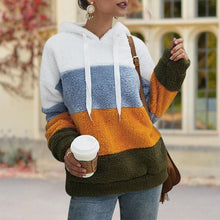 Laden Sie das Bild in den Galerie-Viewer, Kontrastfarbenes Kapuzen-Sweatshirt mit Kordelzug