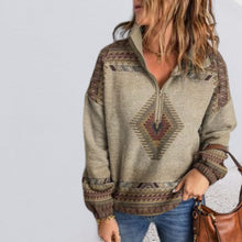 Laden Sie das Bild in den Galerie-Viewer, Lässiges T-Shirt mit geometrischem Pferdedruck Ethno-Stil