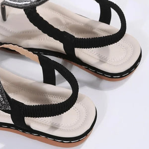 Damen Strap Strass geflochtene Strandschuhe