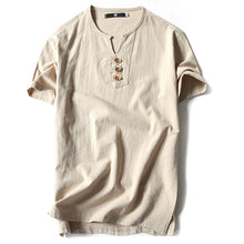 Laden Sie das Bild in den Galerie-Viewer, Herren Sommer Flachs T-Shirt