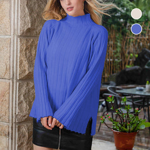 Einfarbiger Pullover mit halbem Rollkragen