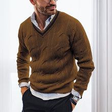Laden Sie das Bild in den Galerie-Viewer, Schmaler Strickpullover mit V-Ausschnitt