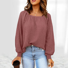 Laden Sie das Bild in den Galerie-Viewer, Einfarbiger Langärmeliger Strickpullover mit Puffärmeln