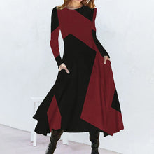 Laden Sie das Bild in den Galerie-Viewer, Langärmliges Kontrastkleid mit Taschen